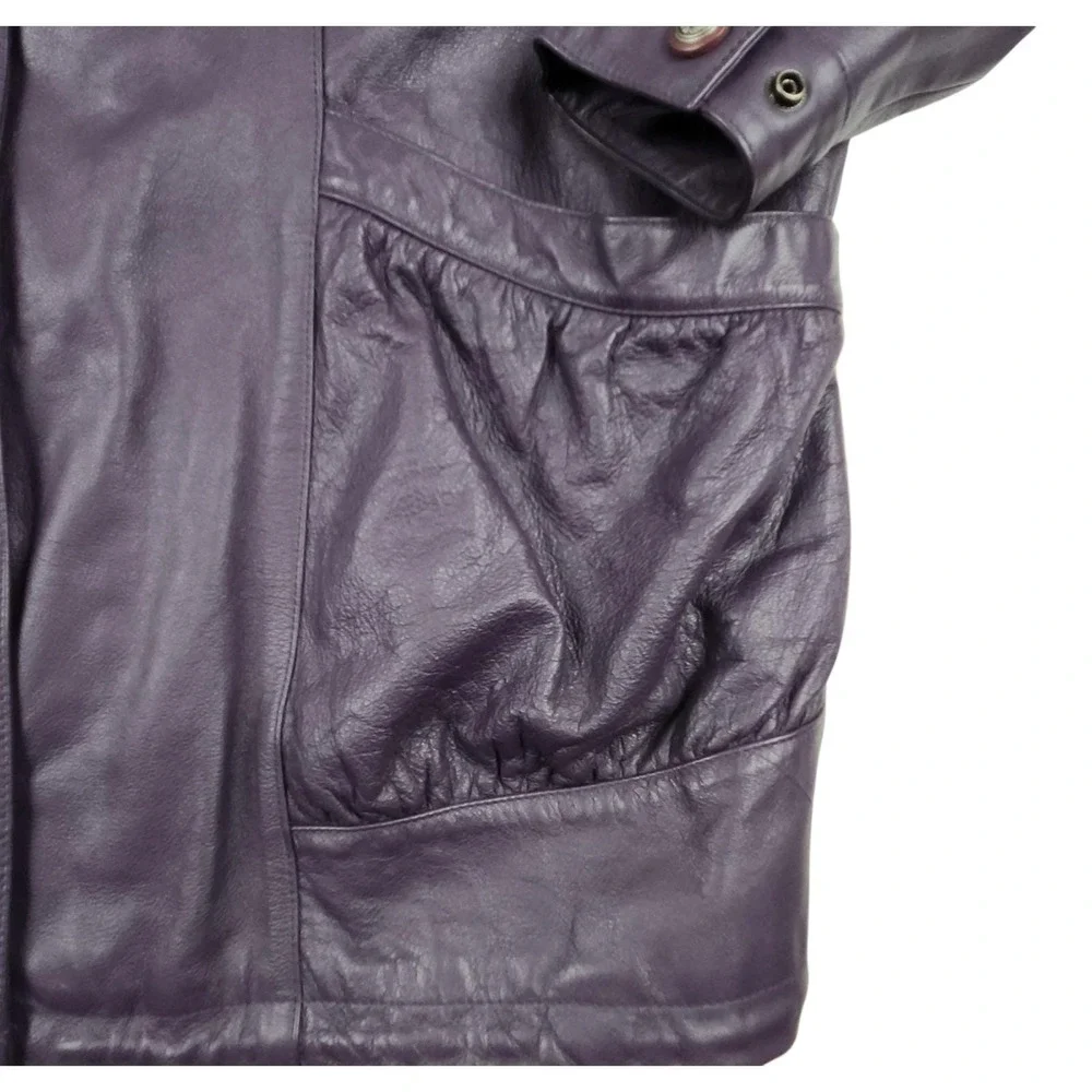 Vintage 90s Blair Boutique Leather Jacket 3XL Purple Quilted Lined Coat